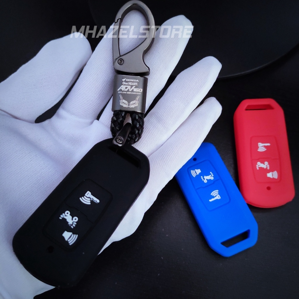 Gantungan kunci kulit sarung remote keyless cover casing motor Yamaha ADV 2022 model anyam