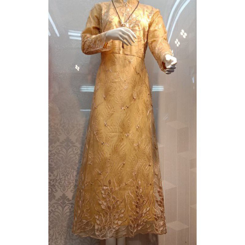 gamis Tulle. Tulle Mutiara Bordir. Gamis Modern. Gamis Tulle Mutiara