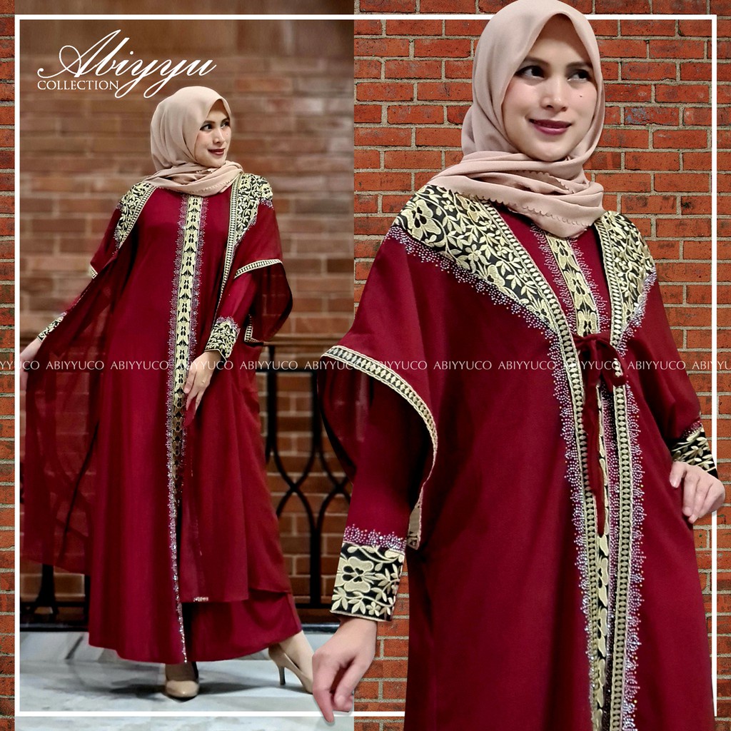 Abiyyuco TA8016|Abaya Turkey Hitam dan Warna /Abaya Jumbo / Ready size S (LD88 cm), M, L, XL, XXL, XXXL, XXXXL (LD 130) . Bahan Jersey mix Ceruty dengan Bordir Renda dan Mote Swarovski. Ready warna hitam, maroon, hijau botol, navy, coklat, dan biru toska