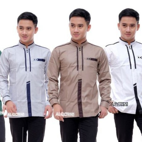 Baju Koko pria khatulistiwa Koko santri Al QORNI.seragam Hadrah