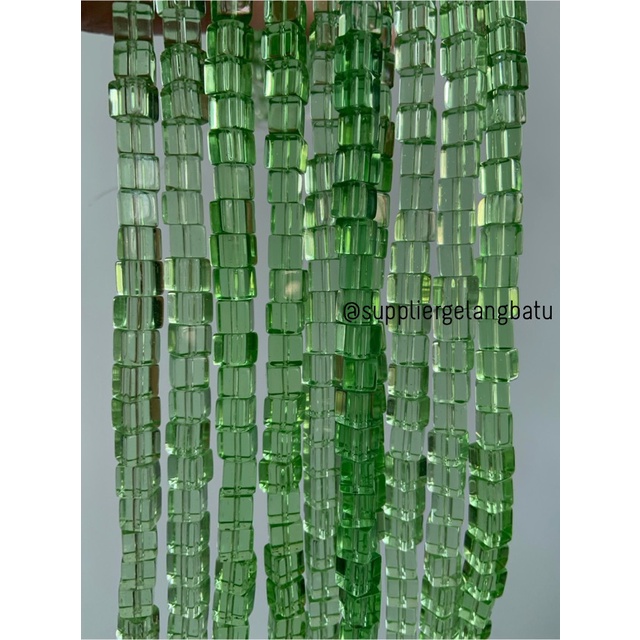 kristal Ceko kotak 6 x 6mm green QUARTZ crystal bening bross PREMIUM