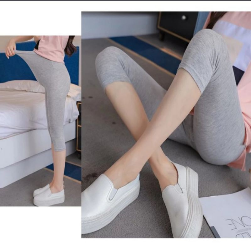 Celana legging pendek wanita 3/4 all size &amp; jumbo bahan kaos rayon