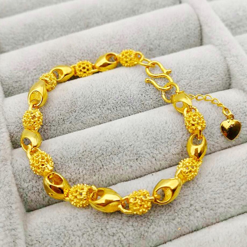 Gelang 18K Emas Asli  Lapisan Emas Untuk Hadiah Ulang Tahun Kotak Perhiasan