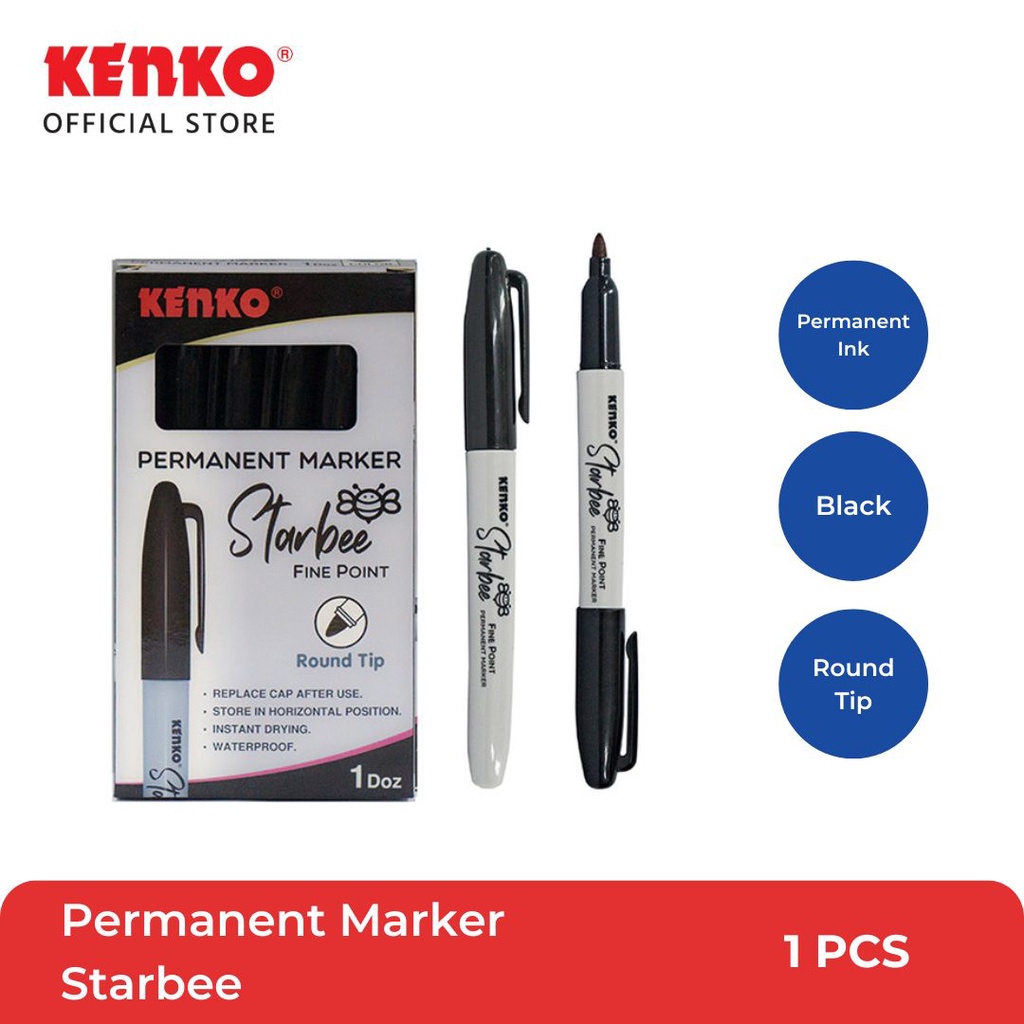 

KENKO PERMANENT MARKER / Spidol Tinta Permanen STARBEE Black