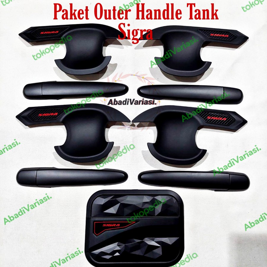 Paket Outer Handle &amp; Tank Cover Diamond Mobil Sigra 2016 - 2022 Hitam