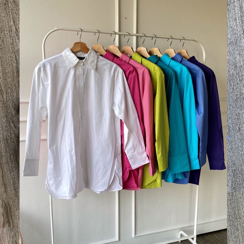 ￼ZARA Poplin Colorful Shirt - Kemeja Wanita Original