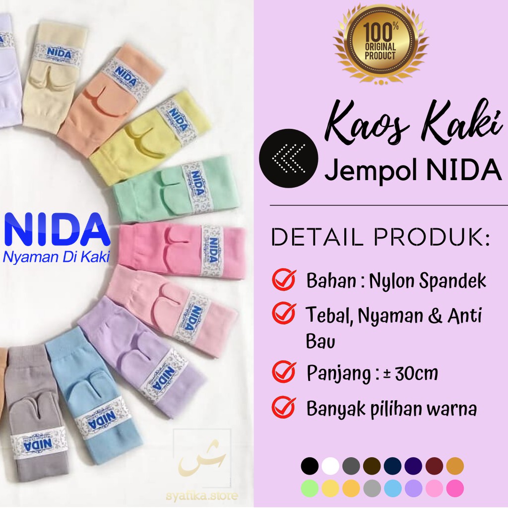 KAOS KAKI JEMPOL WANITA NIDA POLOS MURAH/ KAOS KAKI MUSLIMAH BAHAN PREMIUM