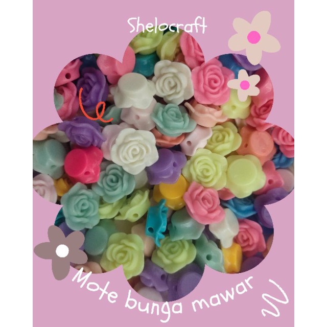 RESIN BUNGA MAWAR 2CM