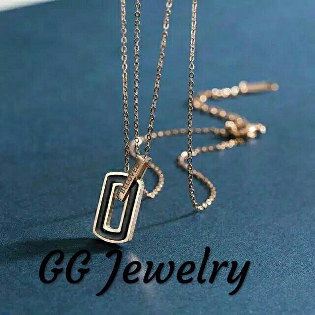 GG Kalung Titanium Premium Lapis Emas 18k Model  Persegi Beloved #KL-177