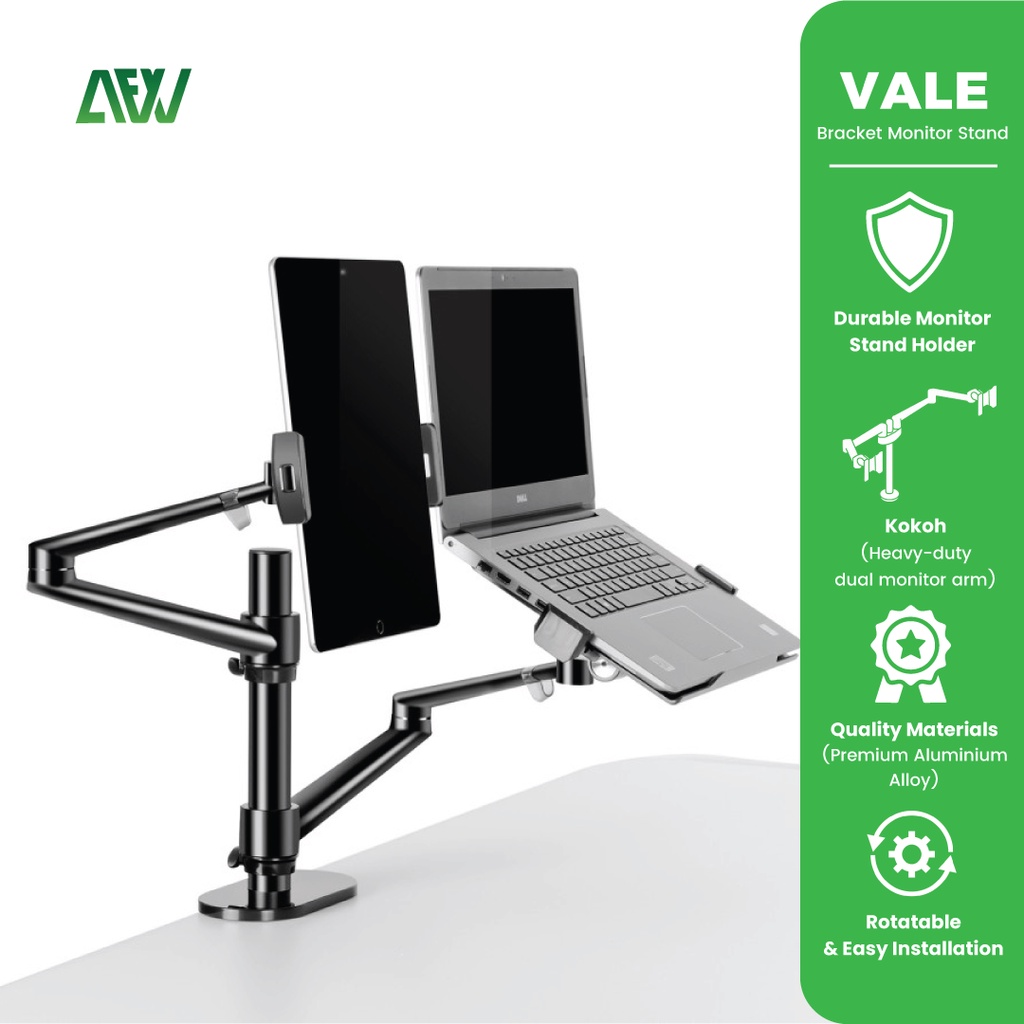 VALE Bracket Monitor TV LED Desk Mount Braket Stand Laptop Stand Dudukan Tablet 3in1