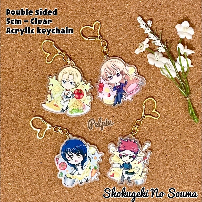 Gantungan kunci shokugeki no souma food wars souma takumi erina tadokoro megumi anime keychains