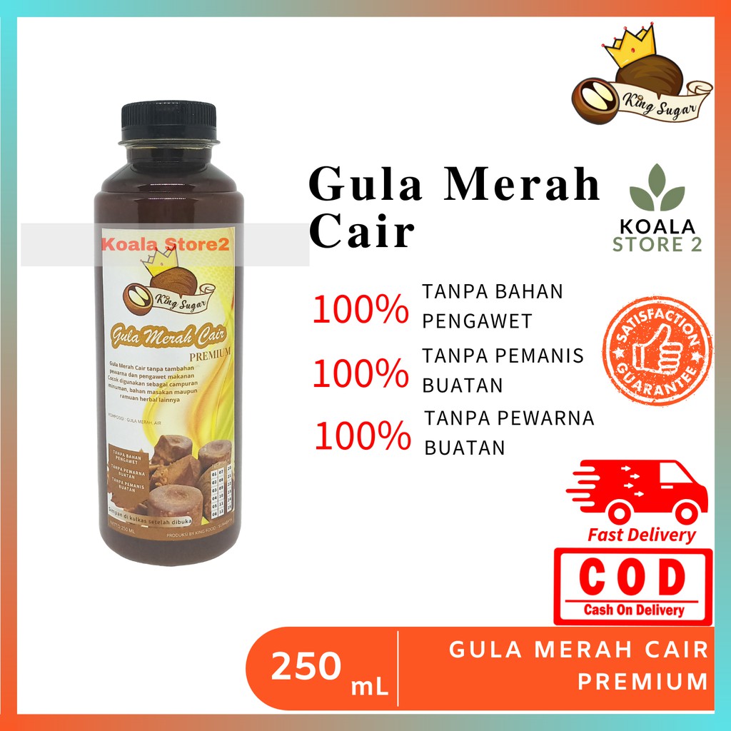Gula Merah Cair By King Sugar Kemasan Botol 250 Ml / Brown Sugar Cair / Campuran Minuman Kekinian