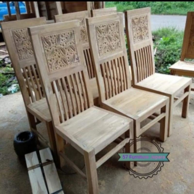 Kursi makan jati ukir jepara mentahan