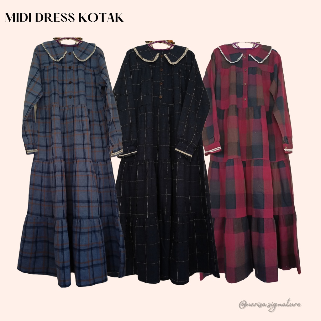 Midi Dress Kotak Marisa's Signature
