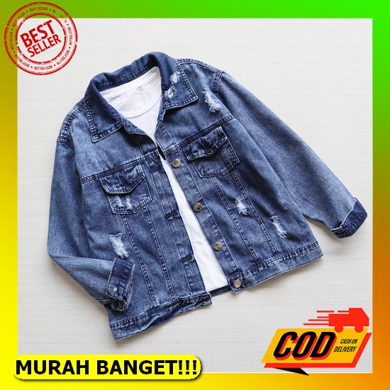 Jaket Jeans Motif Printing Pria Wanita Unisex Murah Keren Jeket Jacket Lepis Jins Jin Jens Cowok Cew