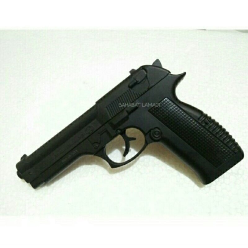Cod Korek Api Pistol Bareta Besi//Korek Gas Full Steel Hitam-Silver Sarung