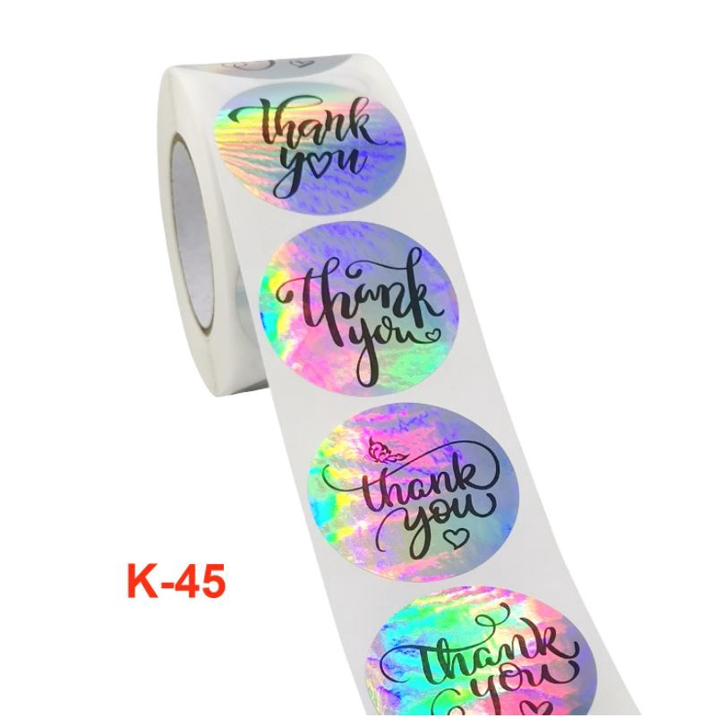 

Sticker Stiker Roll HOLOGRAM Label Cookies Kue Permen Goodie THANK YOU 58
