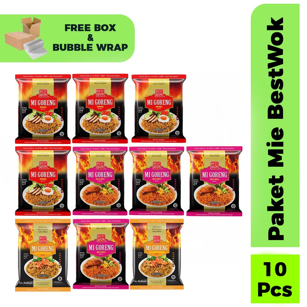 

Paket Mie Best Wok 80g 10 Pcs - Mix Rasa ORIGINAL-HOT SPICY-BLACKPAPER