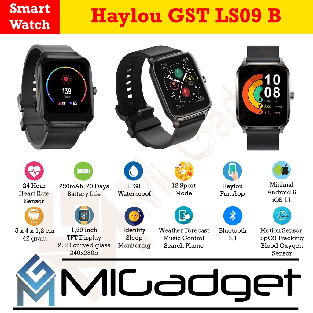 Haylou GST LS09B LS 09 B LS 09B Smartwatch SpO2 - Jam Tangan