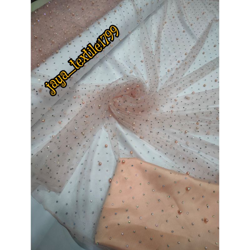 Kain Bahan Tile Swarovski mutiara/ Brokat Mutiara payet