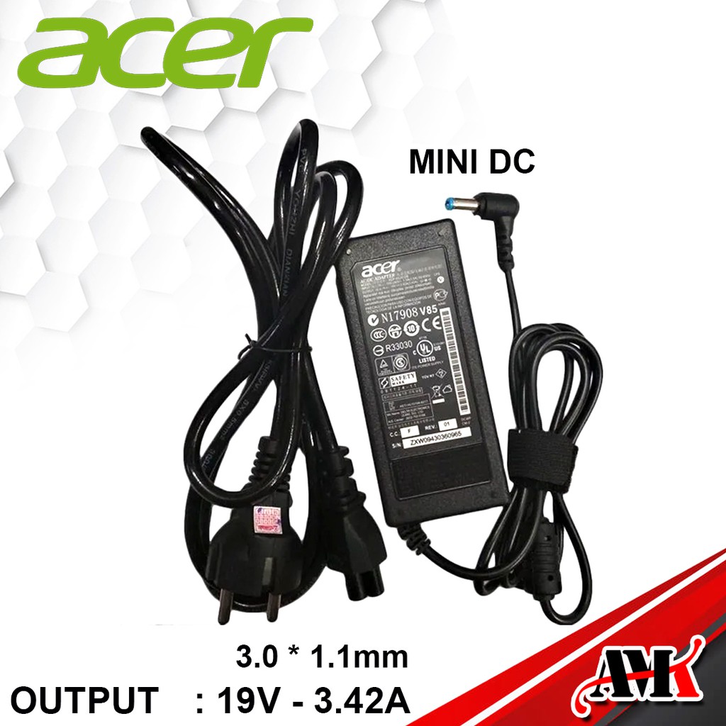 Adaptor ACER 19V 3.42 3.0*1.1  / Charger Laptop ACER Original For Aspire PA-1650-80 PA-1650-86