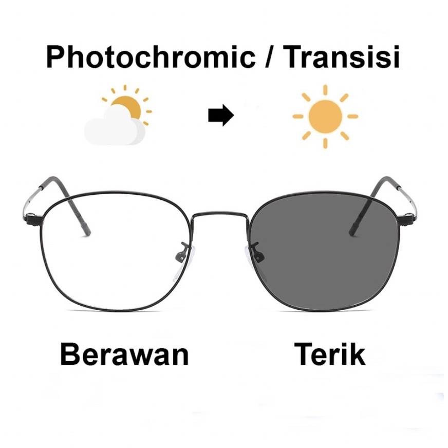 Kacamata Photocromic Korea / Anti Radiasi 2 In 1 Potokromik Photochromic Pria Wanita 2029-1