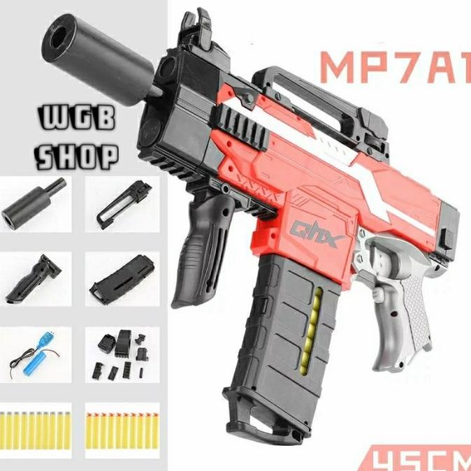Mainan Tembakan Electrik Model MP7 Nerf gun Soft Bullet --Terbaru--