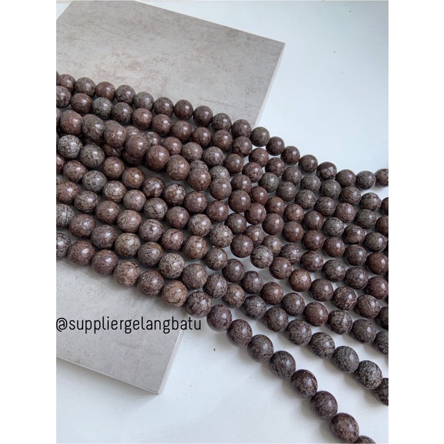 batu Brown Coral jasper 16mm bahan perhiasan fashion gelang kalung