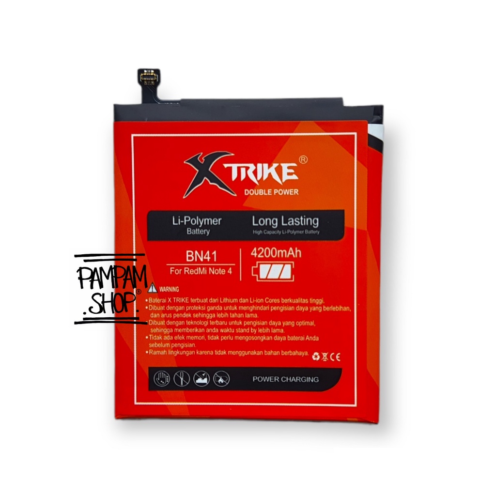 Baterai Xtrike Double Power Original XiaoMi BN41 Redmi Note 4 4X Mediatek Batre Batrai Battery Handphone HP Ori