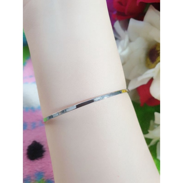 Gelang Titanium Bangle Polos Stainless Steel Zircon Lapis Emas Titanium N29072100