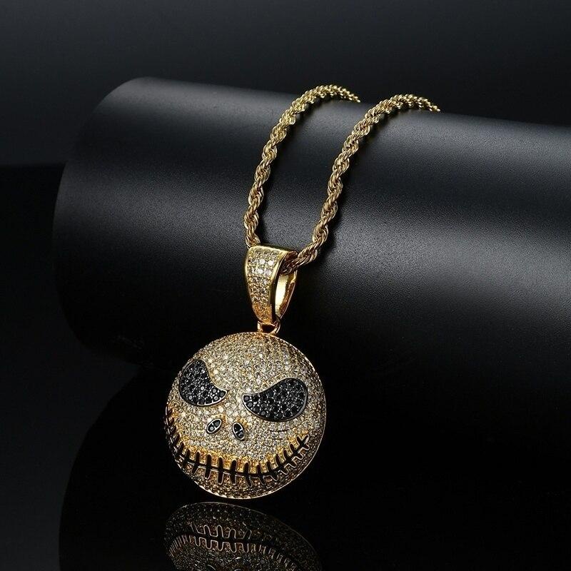 Kalung Liontin Natal Bahan Zircon Gaya Hip Hop Rock Untuk Pria