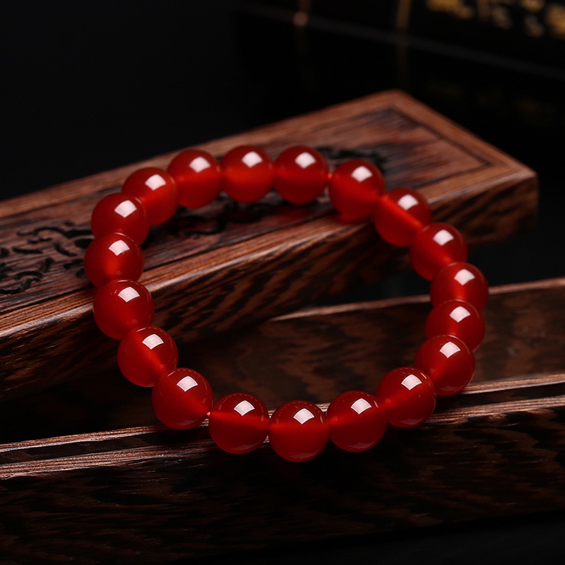 Gelang Tangan Batu Kristal Agate Carnelian Merah Natural Untuk Wanita