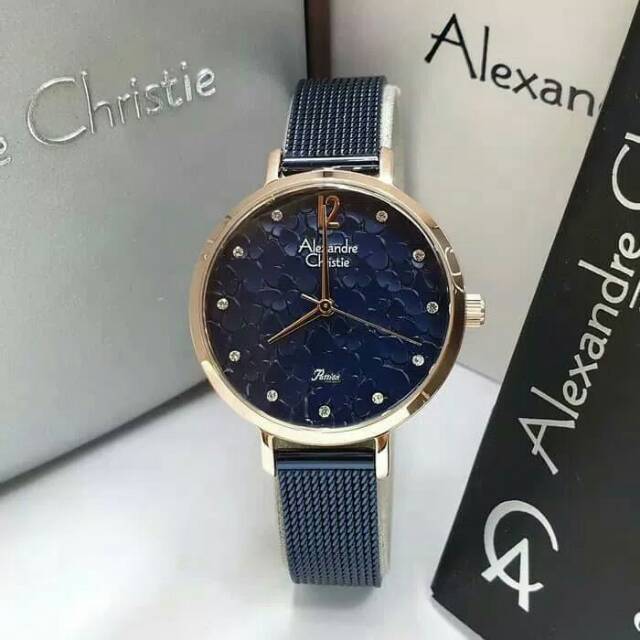 JAM TANGAN WANITA CEWEK ALEXANDRE CHRISTIE AC 2728 ROSEGOLD BLUE