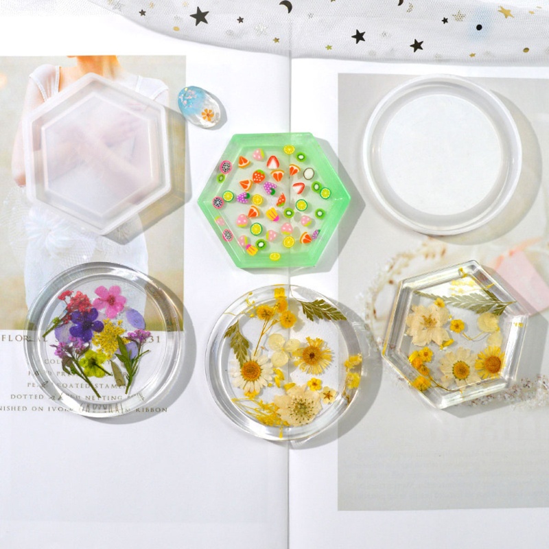 SIY  Round Hexagonal Dish Resin Molds Silicone Jewelry Tray Molds Soap Dish Candle Holder Container Epoxy Resin Casting Molds