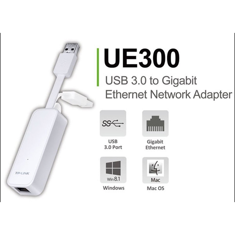 USB to Lan TP-Link UE300 USB 3.0 UE306 to Gigabit SuperSpeed Ethernet Adapter Plug &amp; Play Stable Gigabit Connection UE 300 306 Windows (11/10/8.1/8/7/XP) Mac OS 10.6 &amp; Later Versions Original Garansi Resmi Tplink 1 Tahun