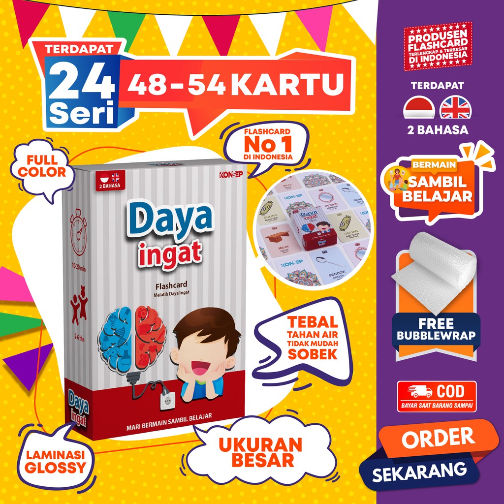 [1KG=10PCS] Konsep Flashcard Daya Ingat / Flash Card / Mainan Edukasi Kartu Pintar Anak Terlengkap