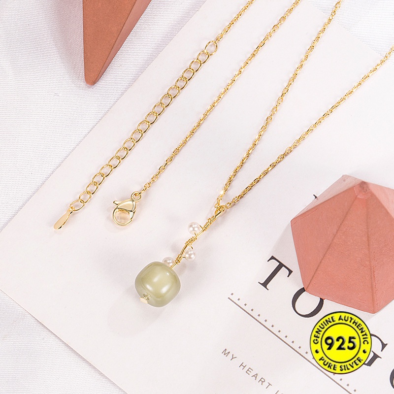 Kalung Mutiara Giok Emas 18K Tahan Air Anti Alergi Untuk Aksesoris