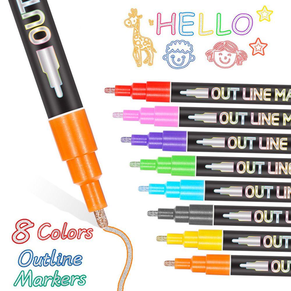 Nanas Garis Ganda Pen Hand Akun DIY Fluorescence Watercolor Hand Painted Magic Contour Stabilo Pen