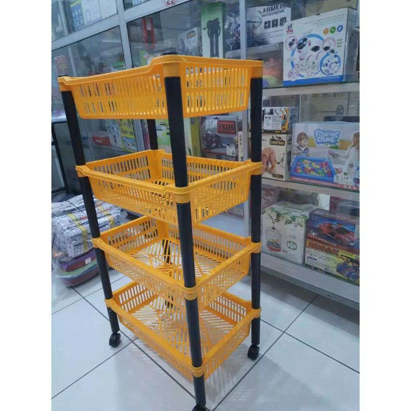 Rak serbaguna susun 4 ada roda/rak salon roda