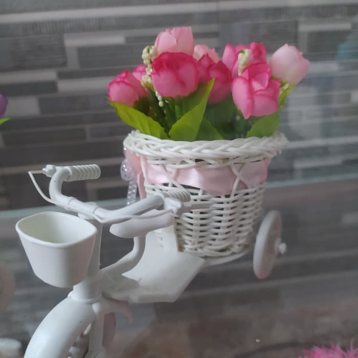 Sepeda Mini -Sepda pot-bunga plastik-hiasan meja-pot unik-bunga hias