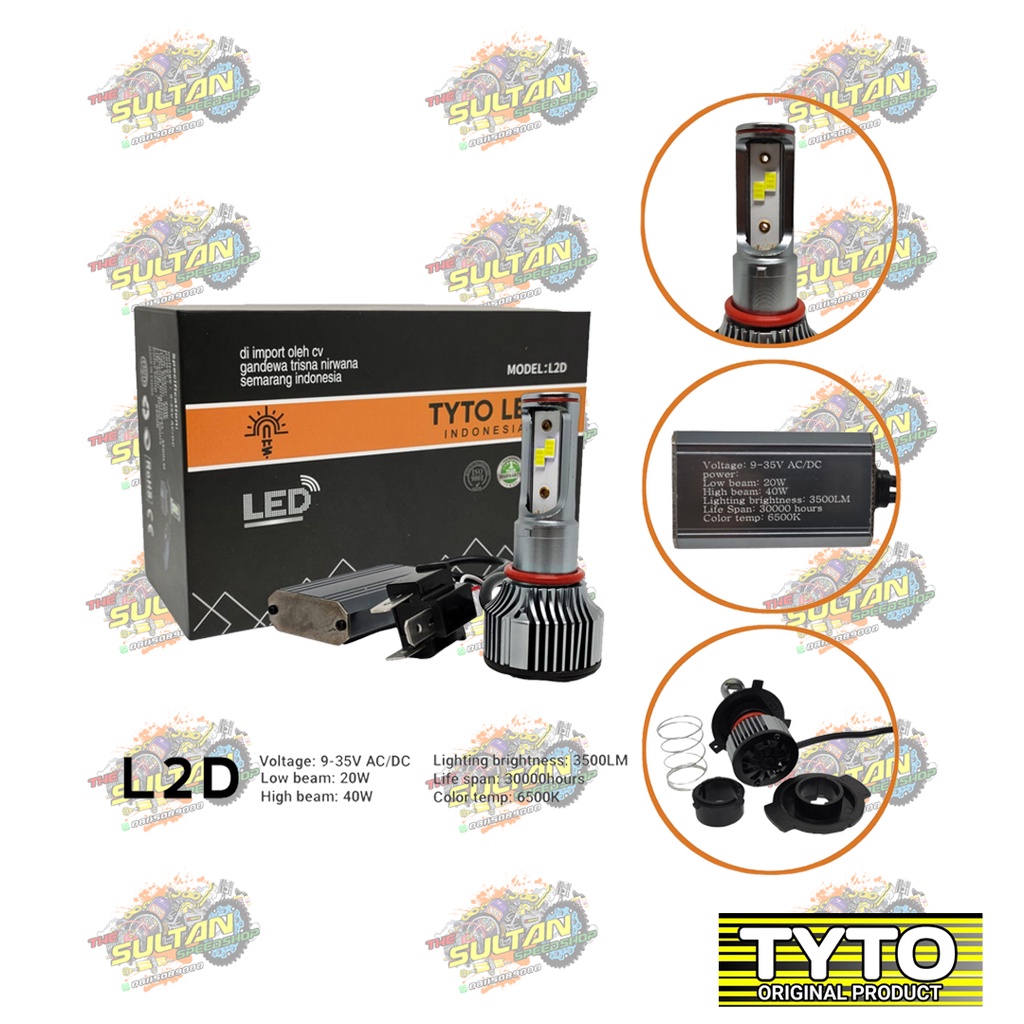 BOHLAM LAMPU DEPAN LED 4 MATA L2D KIPAS AC DC UNIVERSAL TYTO