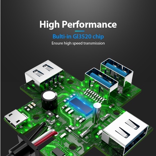 USB 3.0 HUB Vention CHB 4Ports with Micro USb Power port &amp; bracket 0.15m / 1m