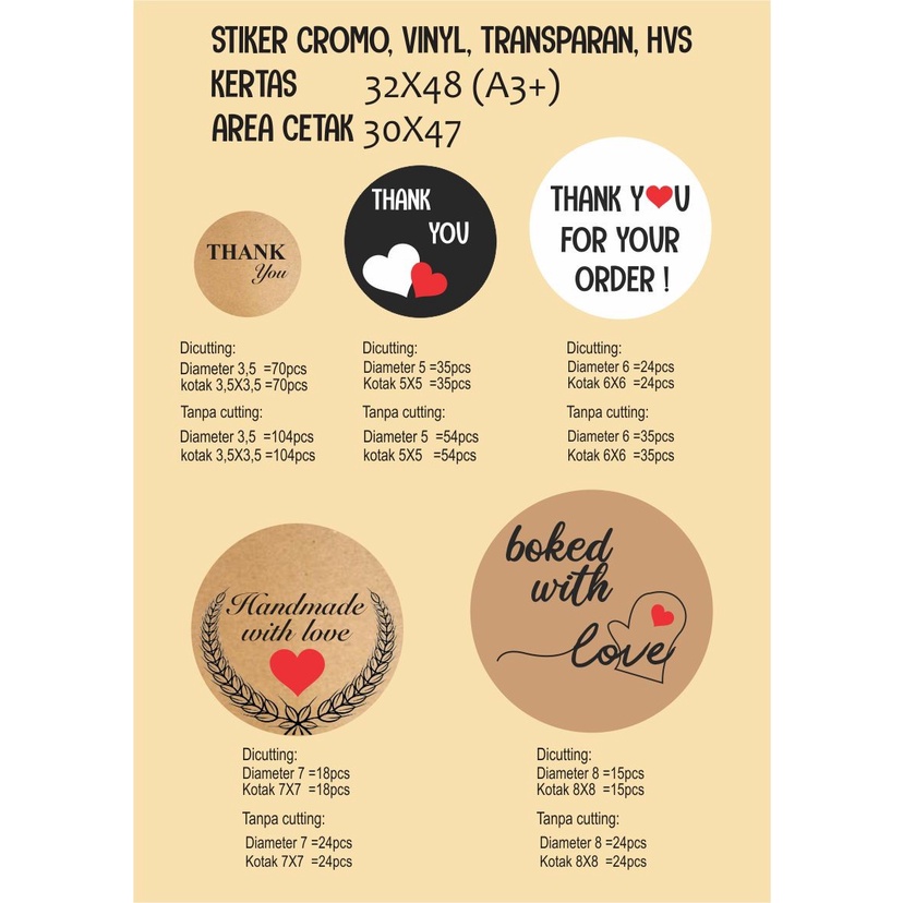

Cetak sticker label kue A3+ cromo stiker anti air CUSTOM