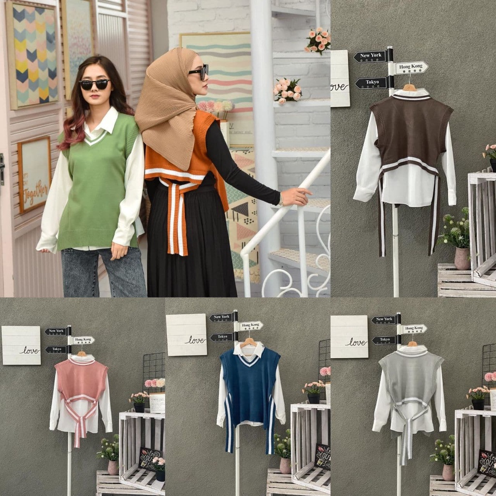 Rajut Wanita Bertali Gaya Crop - Bae Suzy Rompi Rajut Bertali - Rompi Vest Rajut Kekikinian Terbaru 