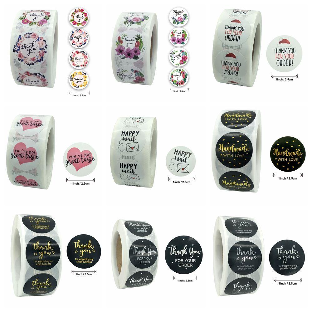 Nanas 500 Pcs Thank You Stiker DIY Kerajinan Dekorasi Pernikahan Happy Mail Sticker roll label Bulat Gift Paper Sticker