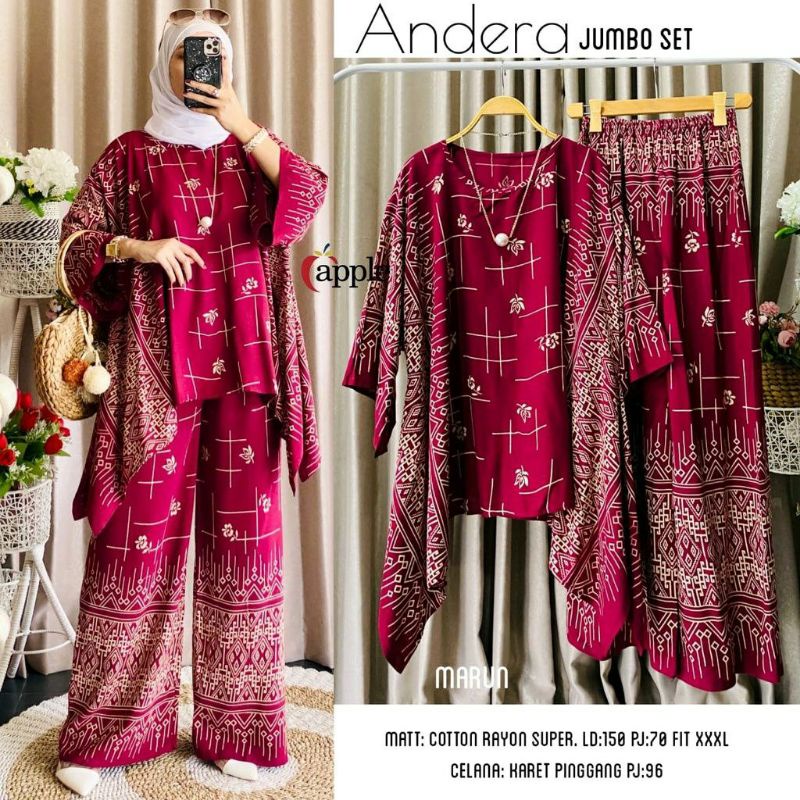 JUMBO / Setelan Wanita Waka Demora Andera Big Set Size Jumbo Busui Rayon Tebal - Set Wanita / One Set Setelan Jumbo LD 130 / Baju Wanita Jombo Murah Kekinian / Pakaian Muslim Terbaru Stelan Jumbo Wanita Cewek / Pakaian Ibu Hamil Asiya Set By Amelia-Andera Maroon