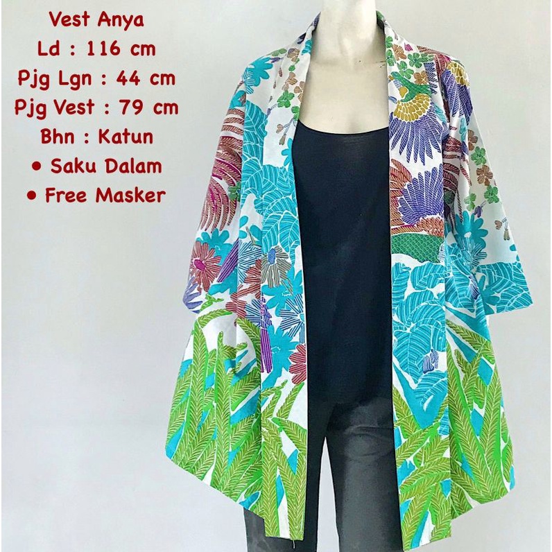 Vest anya #4 outer lengan bolero batik solo atasan kerja