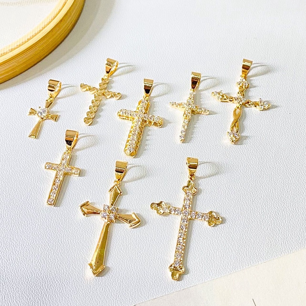 Liontin anak dan dewasa emas asli kadar 700 70 16k mainan kalung salib Jesus terbaru permata blink mewah christmas new year edition Yesus gold ringan setengah 1 satu 2 dua gram cross