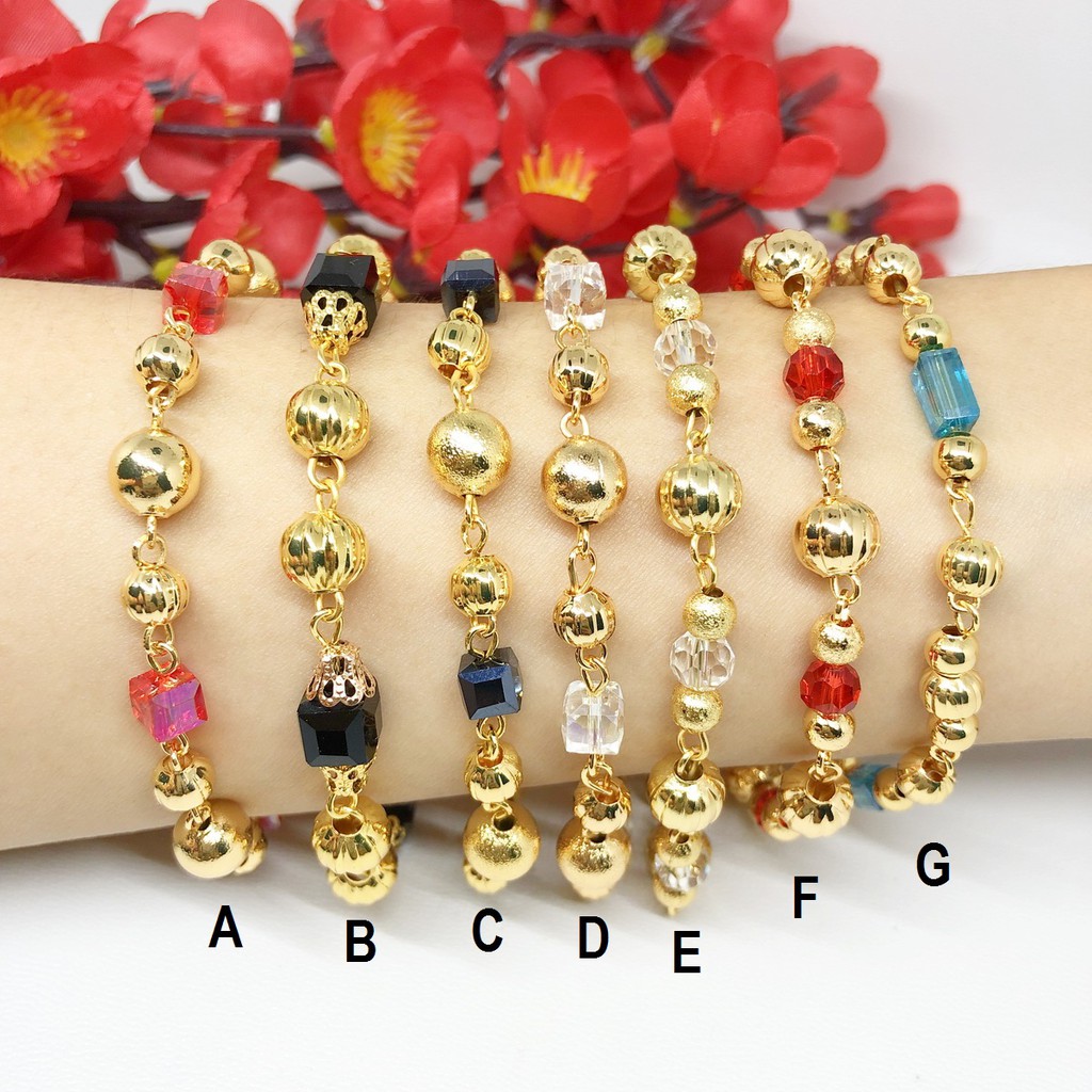 Gelang Xuping Bead Manik Warna Putih Hitam Merah Biru Gold - BB351