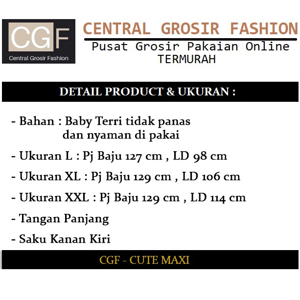 Cute Maxi - Central Grosir Fashion (CGF) - Ukuran L-XXL - Matt Baby Terri